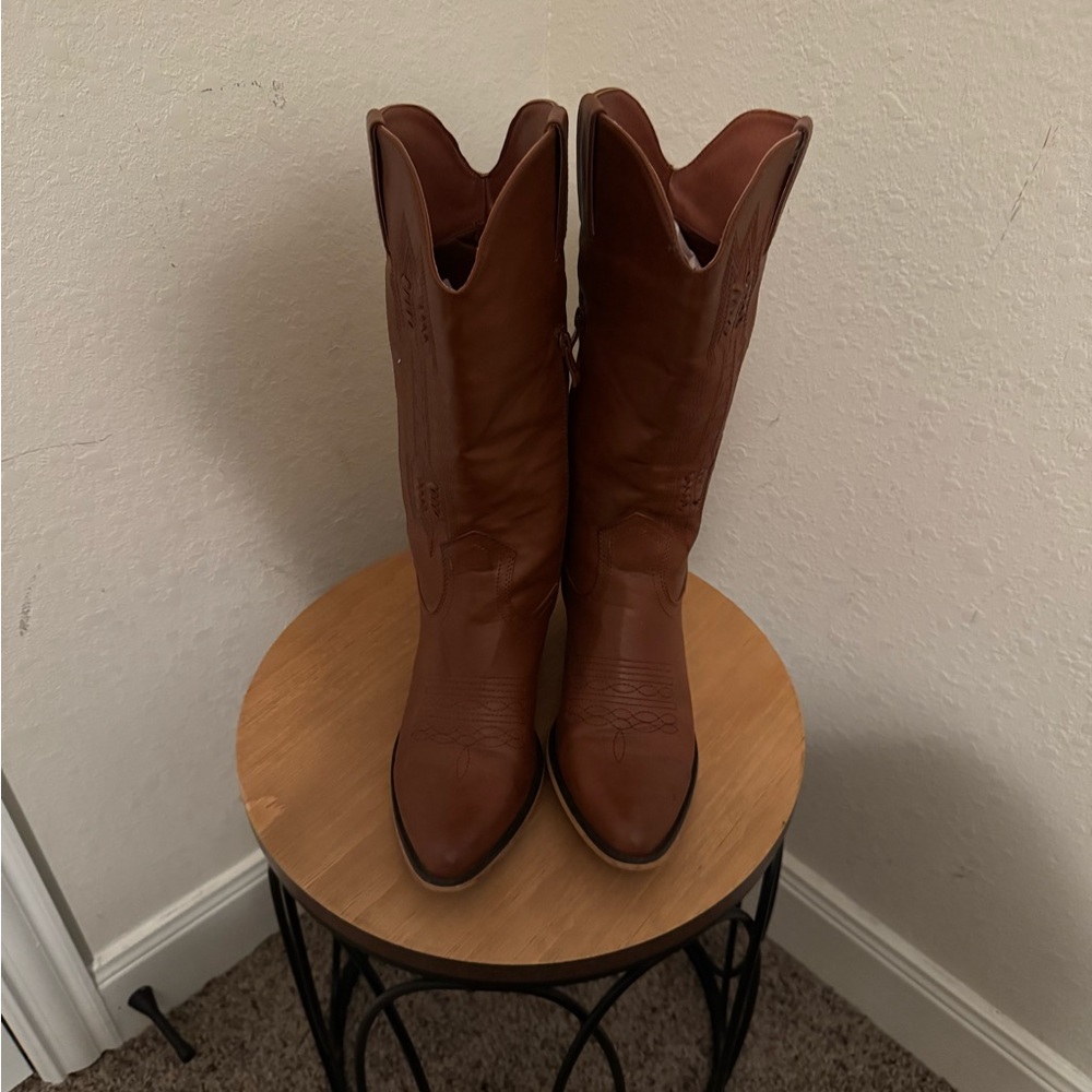 Brown Leather Women's Cowboy Boots